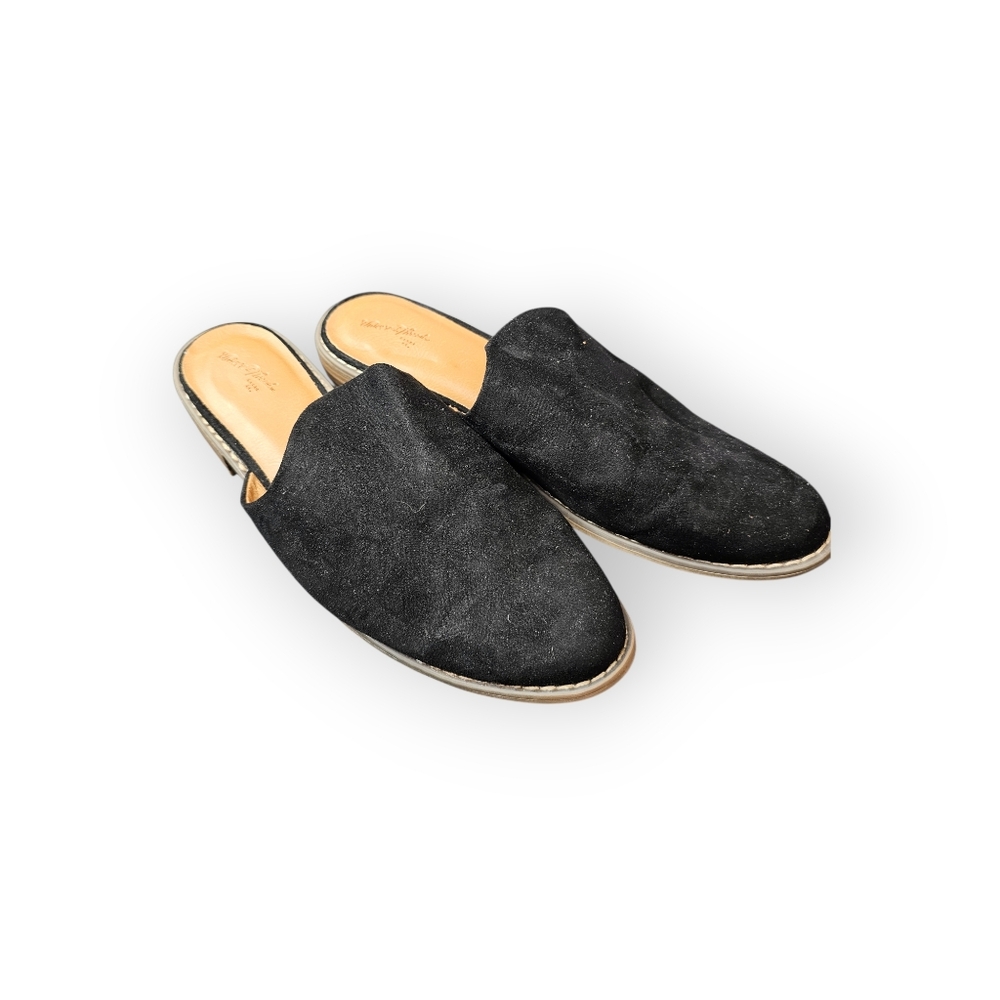 Universal Thread Black Suede Mule Slides Women’s Size 8.5 Slip On Block Heel - Picture 2 of 7
